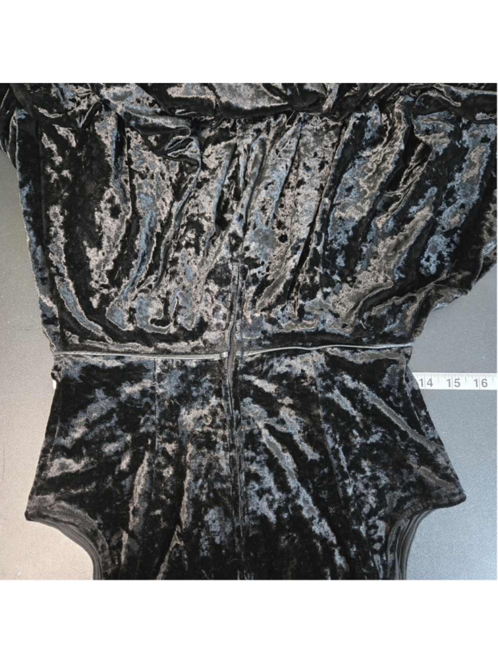 Hot Topic Crushed Velvet Witchy Corset Dress Medium Black Hanky Hem Whimsigoth - Picture 8 of 9